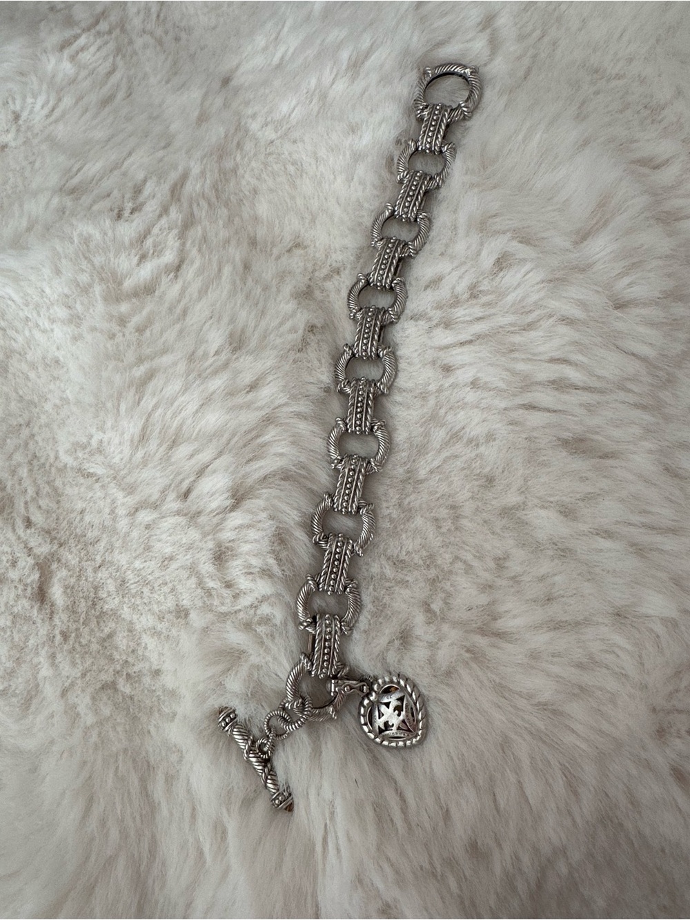 Judith Ripka 925 Bracelet with heart Charm and  with cz atone and citrine.
